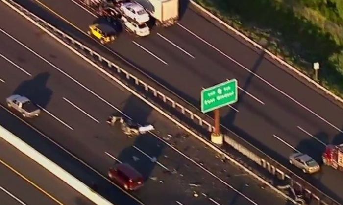 Turnpike crash jersey car multi nj traffic